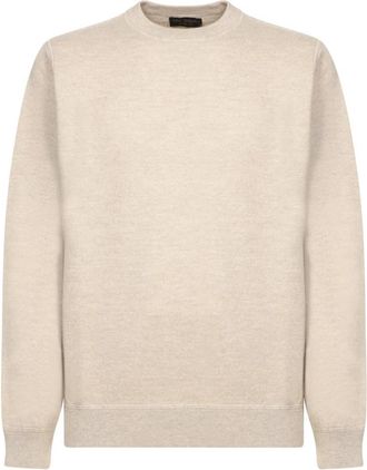 Dell'Oglio Beige Gebreide Kleding Aw 24 - Heren - Ronde hals truien - Beige - 2XL - Wol - Truien & Vesten