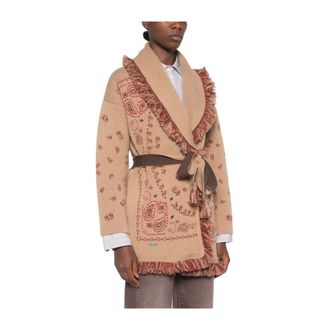 Alanui Bandana Jacquard Cardigan - Dames - Truien - Bruin - Maat: M Kasjmier