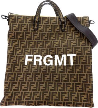 Fendi Zucca Black Brown Zucca Tote Bag (Pre-Owned)