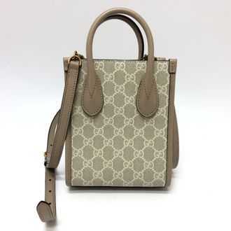 Gucci Light Beige Gg Supreme Shoulder Bag Tote Bag (Pre-Owned)