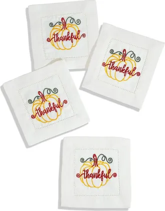 Tiramisu Set of 4 Embroidered Coasters in Yellow/Red at Nordstrom Rack