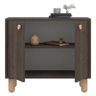 Dmora Aparador Pontida, Gabinete Un Estante, 2 Puertas, 2 Compartimentos, 72x36x73h Cm Marr&oacute;n Nogal