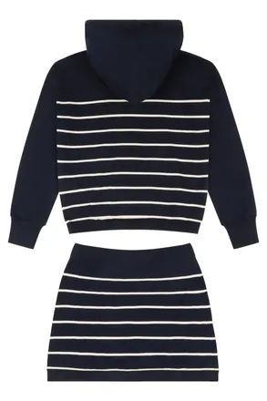 Moncler Striped Cotton Hoodie - Navy