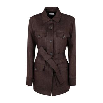 P.A.R.O.S.H. Brown Belted Jacket with Flap Pockets