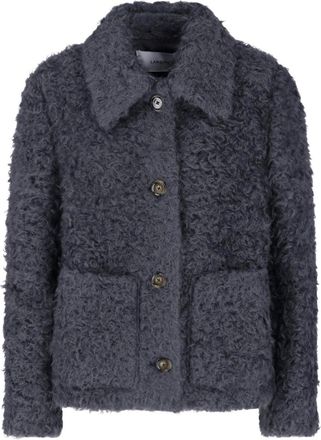 Lardini Grey Mohair Fur-Effect Jacket