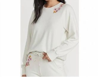 Something Navy Embroidered Crewneck Sweatshirt In Ivory