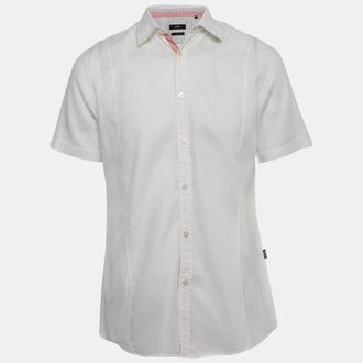 HUGO BOSS Boss By Hugo Boss White Cotton Slim Fit Short Sleeves Shirt