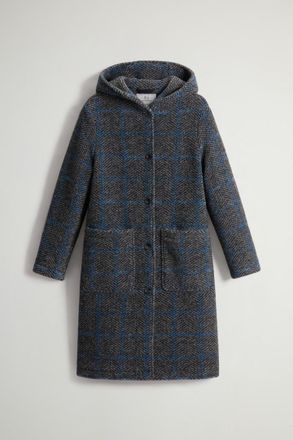 Woolrich donna Cappotto lungo Gentry a quadri con cappuccio Grigio Taglia XXS