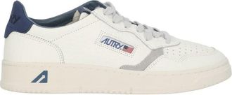 Autry White Grey Suede Blue Accents Low-Top Sneakers