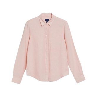 GANT Reg Linen Chambray Shirt - Dames - Overhemden - Oranje - M - Linnen - Overhemden
