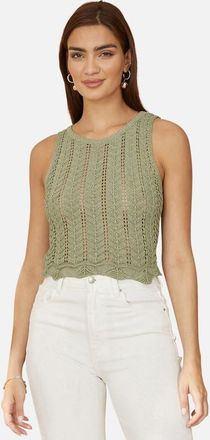 Yumi Crochet Knitted Tank Top in Sage Green at Nordstrom, Size Medium