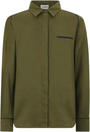 Iceberg Shirt met bies - Dames - Blouses & Shirts - Groen - Maat: 2XS