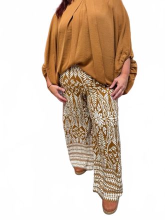 HYFVE Floral Paisley Print Wide Leg Pants In Camel