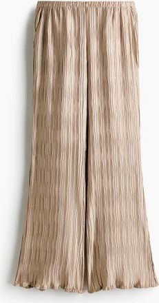 H&M Crinkled Trousers in Beige at Nordstrom, Size Xx-Large
