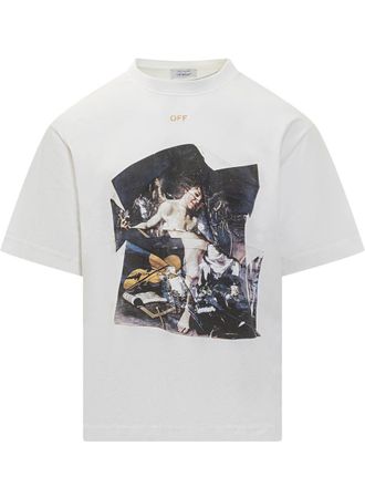Off-white Off-White White T-Shirt With Artistic Print