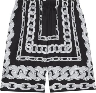 Versace Stijlvolle heren Bermuda shorts in zwart en zilver - Heren - Korte Broeken - Zwart - L - Korte Broeken