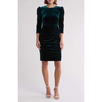 Vince Camuto Ruched Velvet Bodycon Dress in Hunter at Nordstrom Rack, Size 4