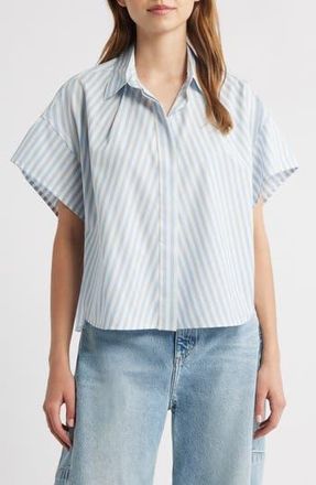 Rag & Bone Martha Poplin Shirt in Blue Stripe at Nordstrom Rack, Size Large