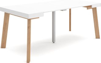 Skraut Home Mesa Consola Extensible, Mesa Comedor Plegable, 180, Para 8 Comensales, Patas De Madera, Estilo Moderno, Blanco - Skraut Home