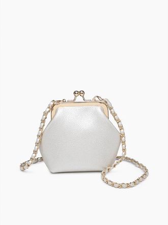Jen & Co. Womens Cleo Coin Pouch Crossbody Clutch In Ivory Pearl