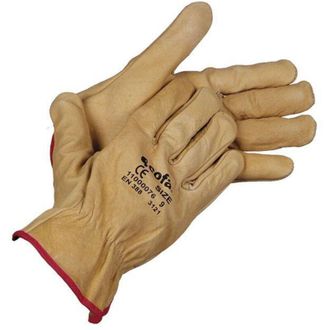cofan Guante Vacuno Extra Resist. Agua T-9 Caja 12 Unid., Guantes De Piel Vacuno Amarillos Extra Repelentes Al Agua Une-en 20388. Tienen El Pulgar Plano Y U