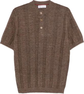 Brunello Cucinelli button ribbed sweater - Brown