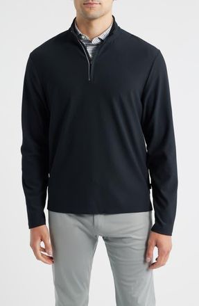 Johnnie-O Hoppin Rib Quarter Zip in Black at Nordstrom, Size Xx-Large