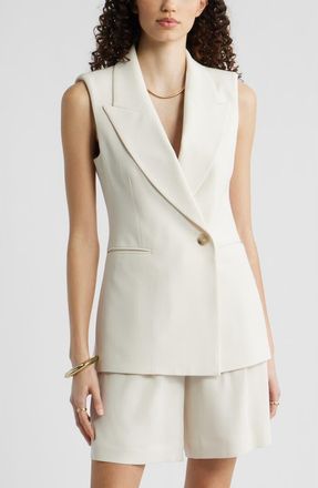 Nordstrom Sleeveless Crepe Blazer in Ivory Birch at Nordstrom, Size Xx-Small