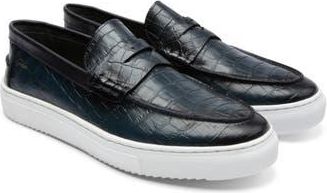 Gernie NYC 22S Penny Loafer Sneaker in Navy Crocodile at Nordstrom Rack, Size 10.5