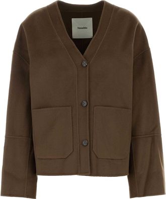 Nanushka Chocolate Wool Blend Oversize Dodie Cardigan
