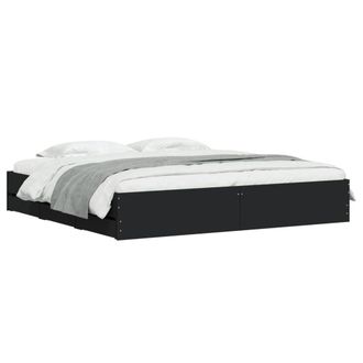 Berkfield Home Modern Bed Frame with Drawers without Mattress Black 160x200 cm