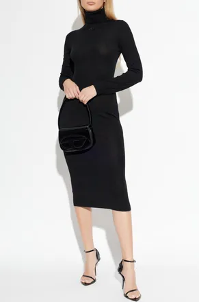 Diesel Turtleneck Dress M-ALINESA, Womens, Black