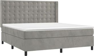 vidaXL Vidaxl - Cama Box Spring Con Colch&oacute;n Terciopelo Gris Claro 160x200 Cm