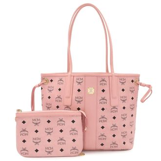 MCM Mcm Visetos Pink Leather Pvc Pouch Shoulder Bag Tote Bag (Pre-Owned)