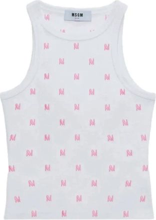Msgm Ribbed Jersey Halter Top - Dames - Tops zonder mouwen - Veelkleurig - S - Katoen - Tops