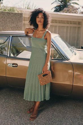 Maeve Pleated Midi Sweater Dress