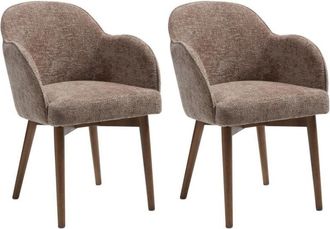 Vente-Unique Sedia con braccioli in Tessuto testurizzato e Legno di hevea Talpa - Lotto di 2 - MODINIA