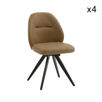 Konte Design Lote de 4 sillones giratorios de polipiel marr&oacute;n con patas negro