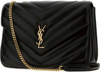 Saint Laurent Womens Lou Shoulder Bag Black Lamb