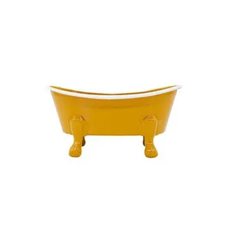 Foreside Home And Garden Mustard Enamel Bathtub Soap Dish Planter Metal in Yellow at Nordstrom
