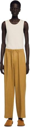 Sandro Wide-leg elasticated linen trousers in Nut at Nordstrom, Size 38