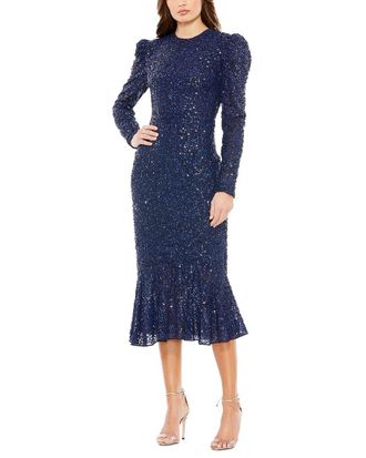 Mac Duggal Sequined High Neck Trumpet Dress