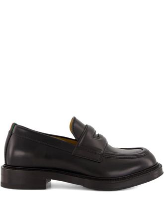 Gucci Web-detail leather loafers - unisex - Calf Leather/Rubber/Calf Leather/Calf Leather - 5 - Black