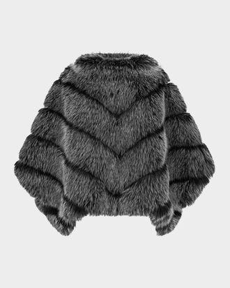 Theia Chevron Fox-Like Faux Fur Cape