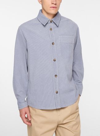 A.P.C. Mens Basile blue-grey corduroy overshirt