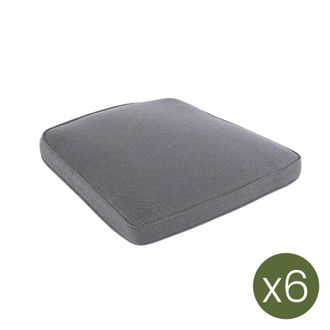 ED&Egrave;N JARD&Iacute; Pack de 6 cojines para sillas de jard&iacute;n curvado olefin gris 45x47 cm