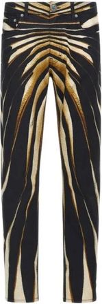 Roberto Cavalli Ray of Gold Print Jeans Broeken - Heren - Slim Fit Jeans - Geel - L - Katoen - Jeans