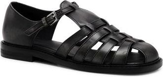 Free People Willow Fisherman Sandal in Black Leather at Nordstrom, Size 8.5
