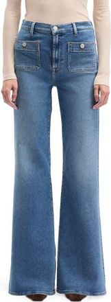 7 For All Mankind Modern Dojo Tailorless High Waist Flare Jeans in Oceanstone at Nordstrom, Size 30