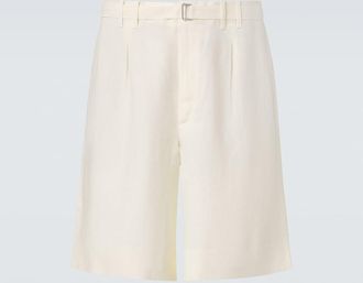 St&ograve;ffa St&ograve;ffa Belted linen Bermuda shorts